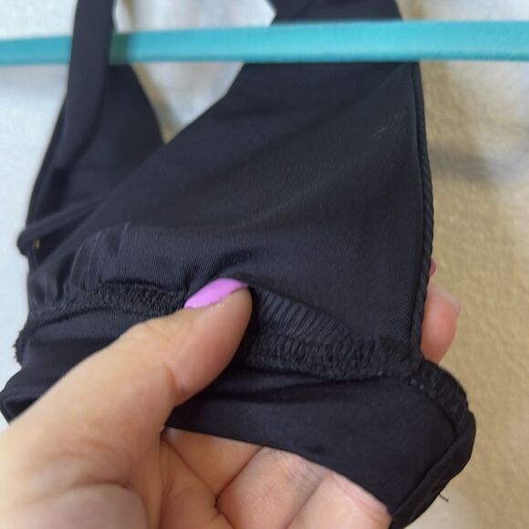 NWT- Becca-Modern Edge Halter- black with gold islets- bikini top- Size medium - Picture 11 of 11